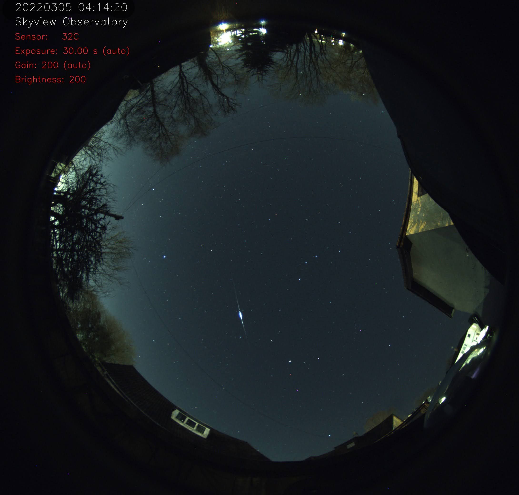 Allsky - 04-Mar-2022 AllSky camera image - Satellite flare