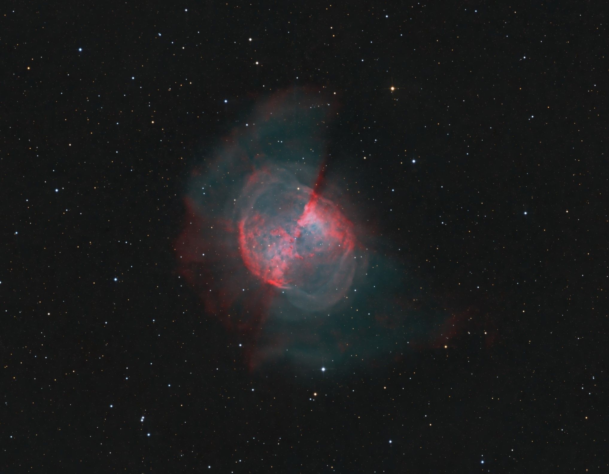 M27_F1c M27 - The Dumbbell Nebula (HO+RGB (12 Hrs Integration)