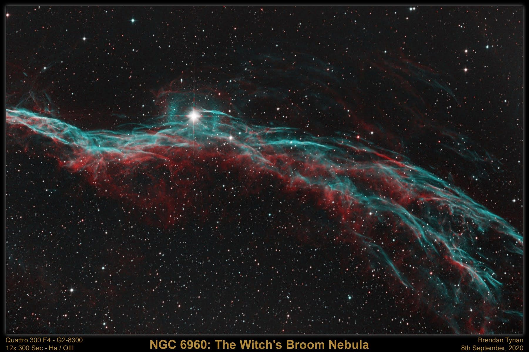 Veil 09-08-2020 12x300s Ha-OIII NGC6960 - The Witch's Broom