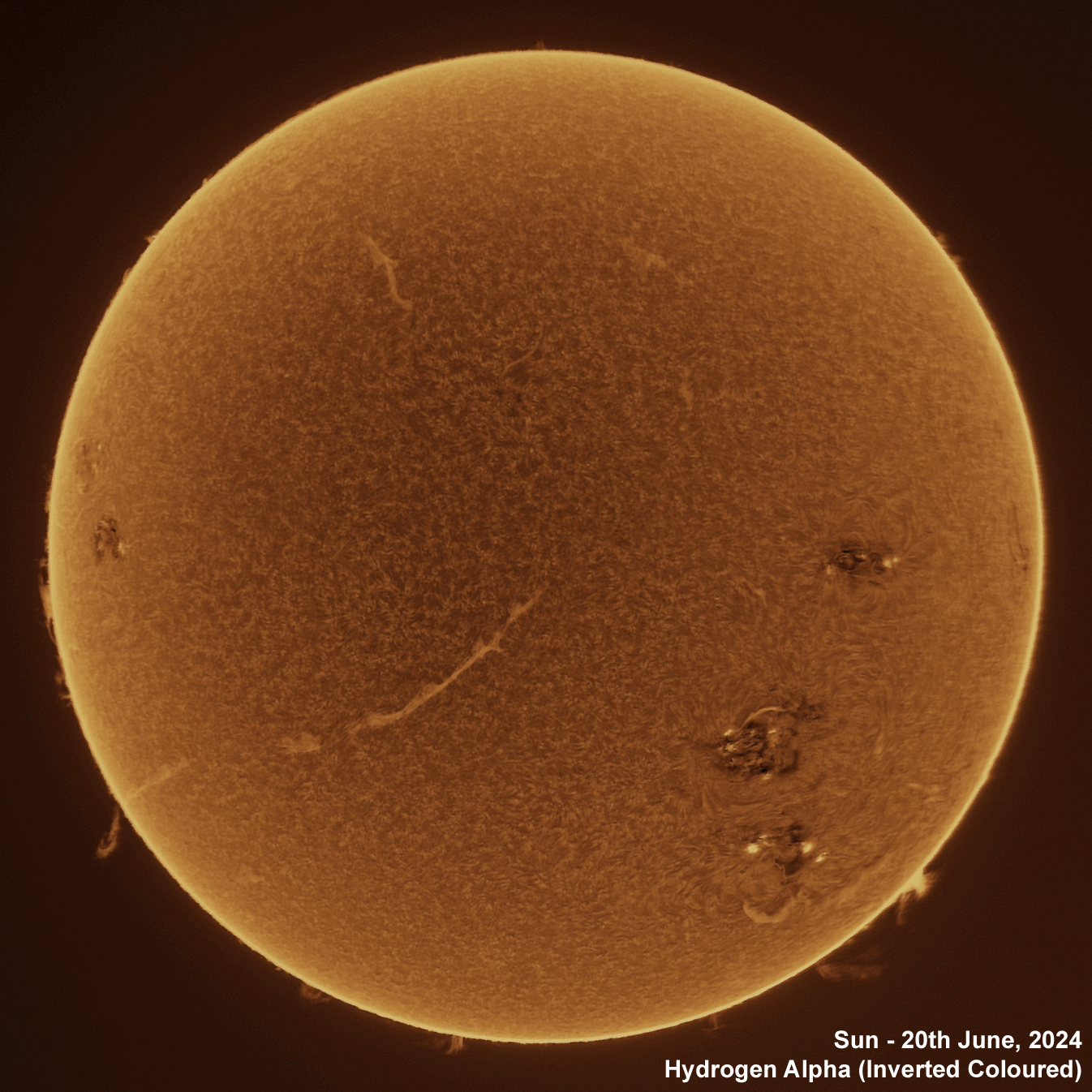 20 June 2024 Solar animation - Ha and White Light, 20th June, 2024