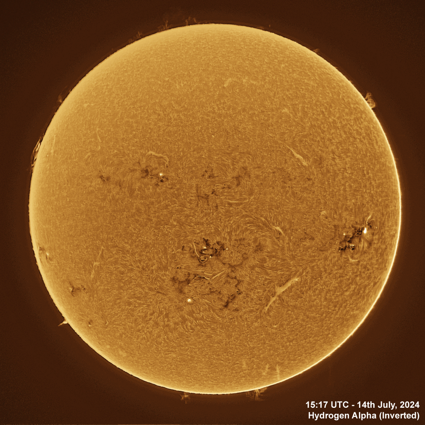 2024-07-14 Solar animation - Ha and White Light, 14th July, 2024