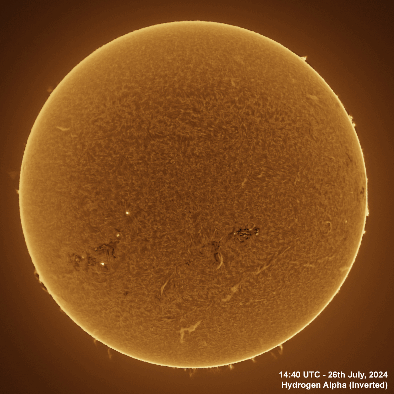 26th July 2024 Solar animation - Ha and White Light, 26th July, 2024