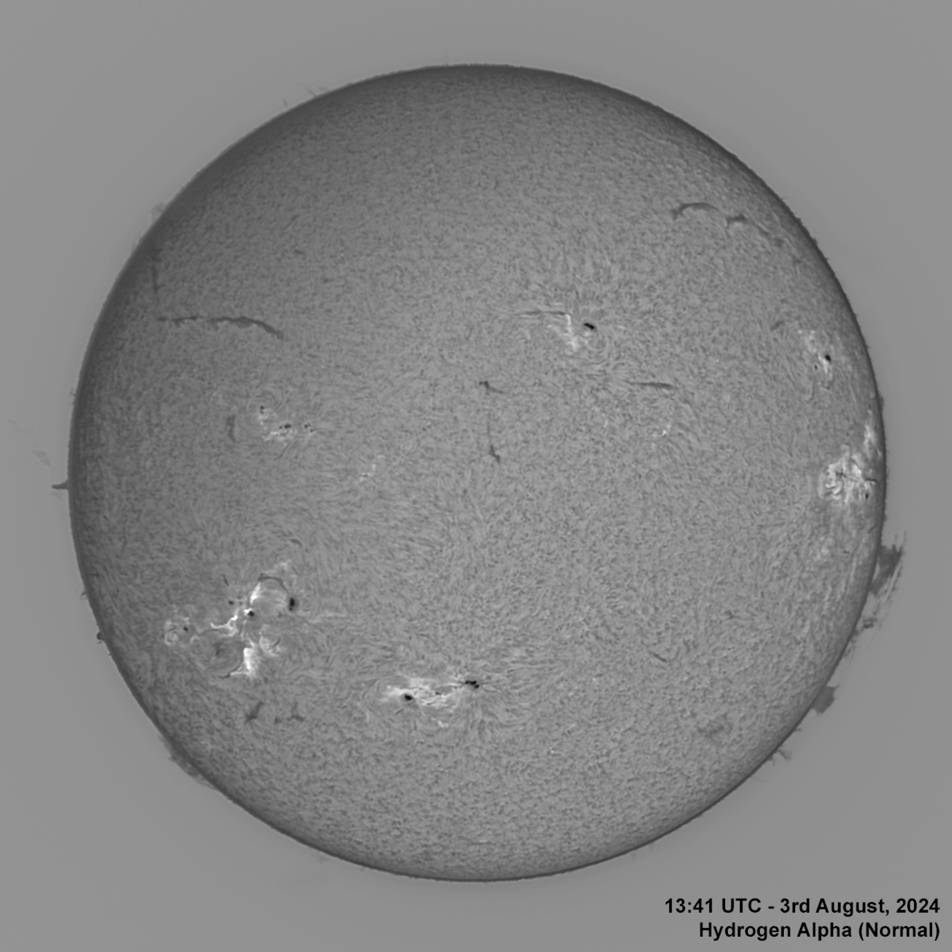 3rd August 2024 Solar animation - Ha and White Light, 3rd August, 2024