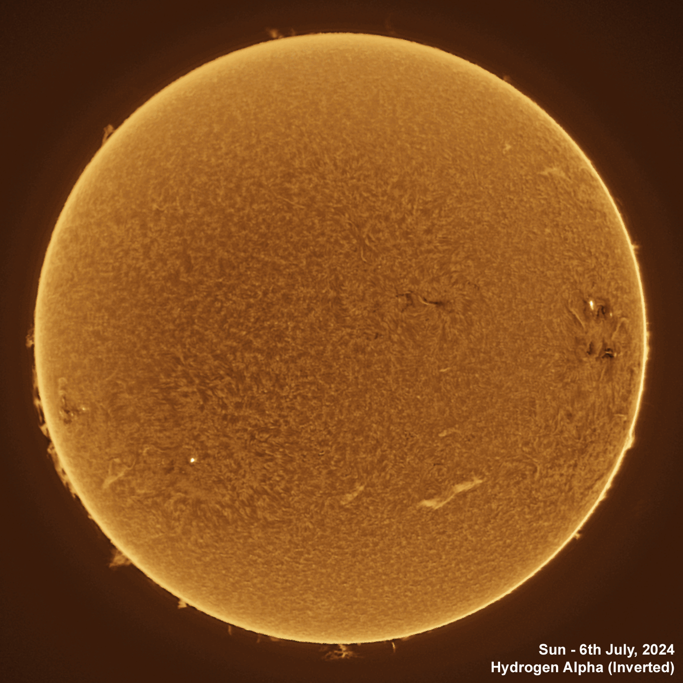 6th July 2024 Solar animation - Ha and White Light, 6th July, 2024