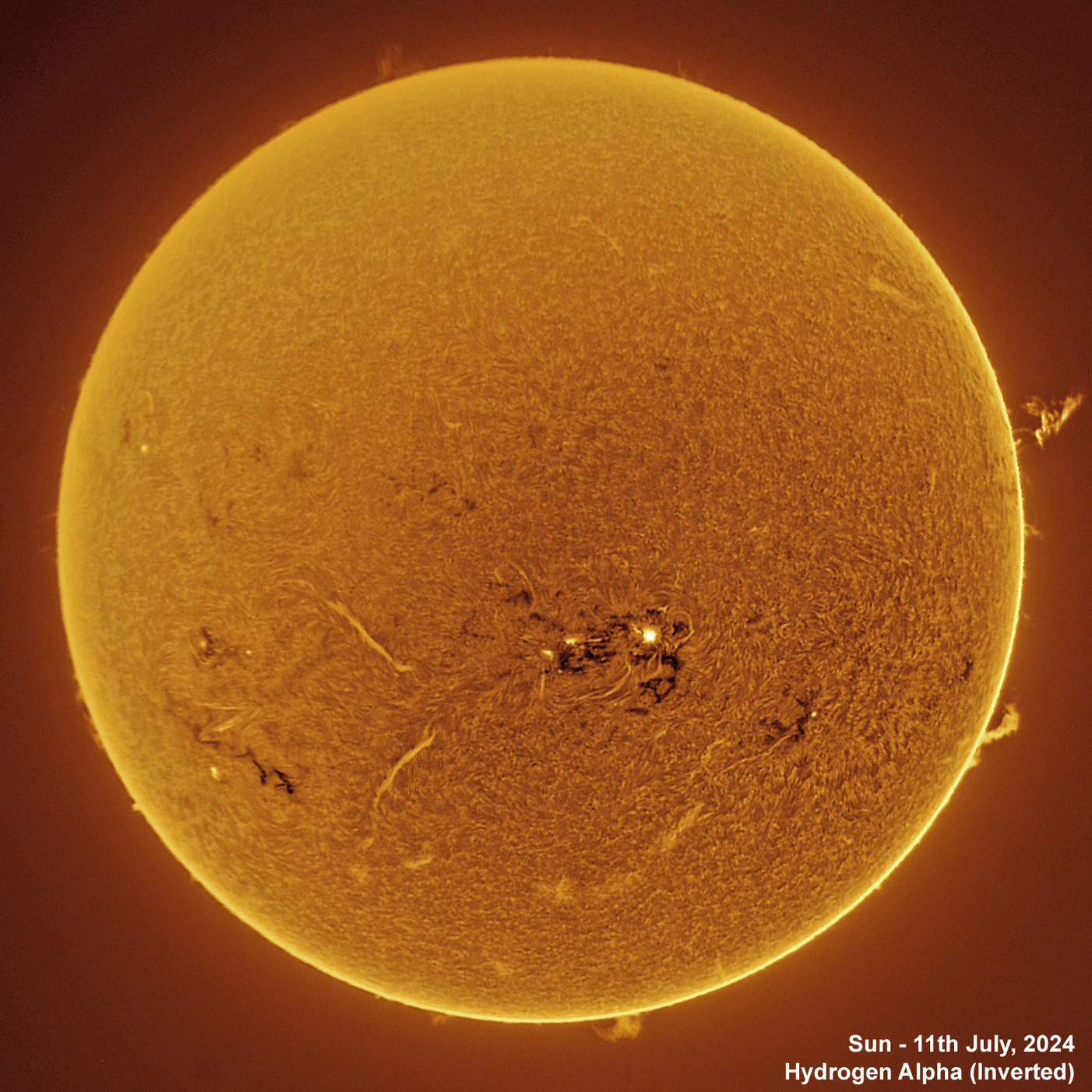 Sun - 11th July 2024 Solar animation - Ha and White Light, 11th July, 2024