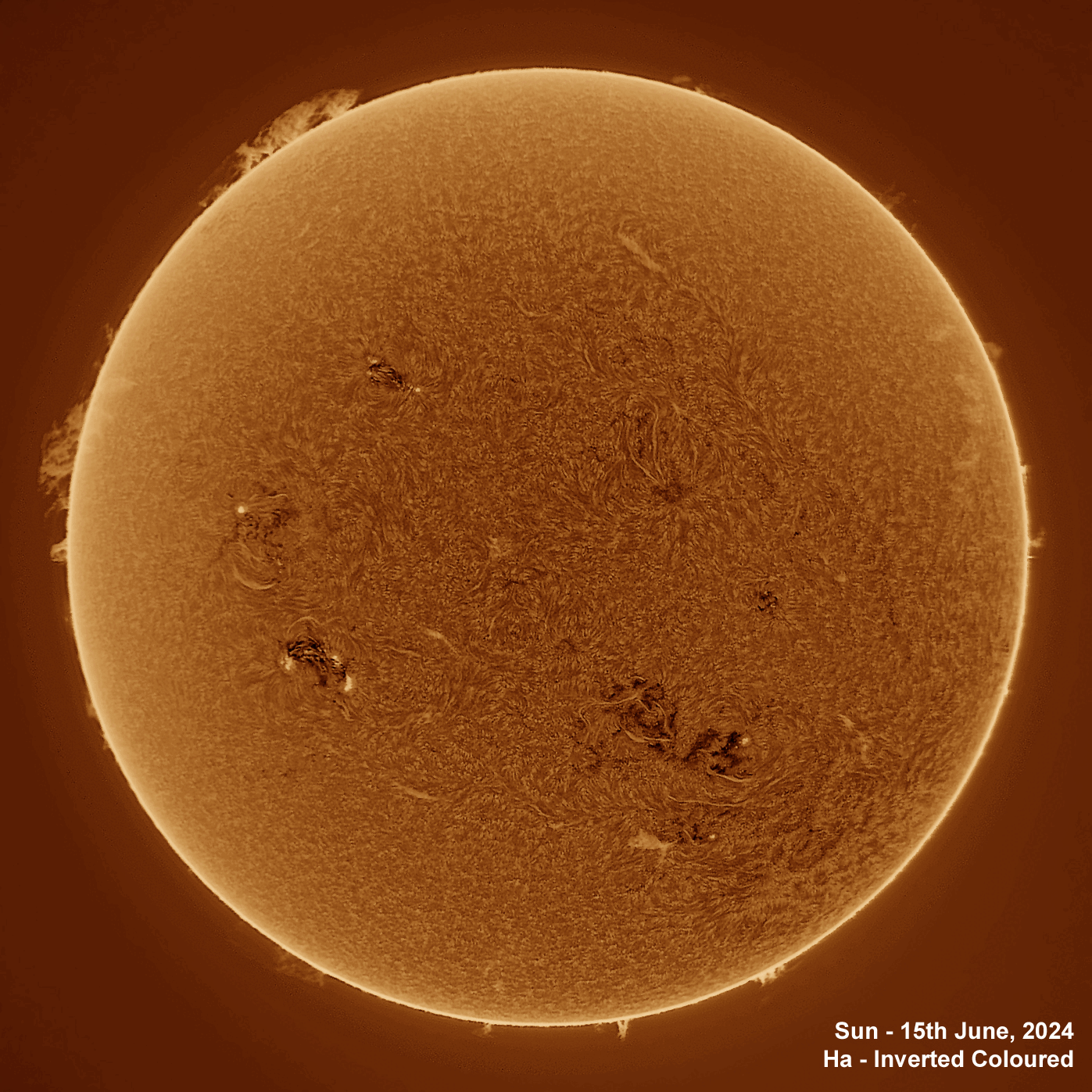 Sun - 15th June 2024 Solar animation - Ha and White Light, 15th June, 2024
