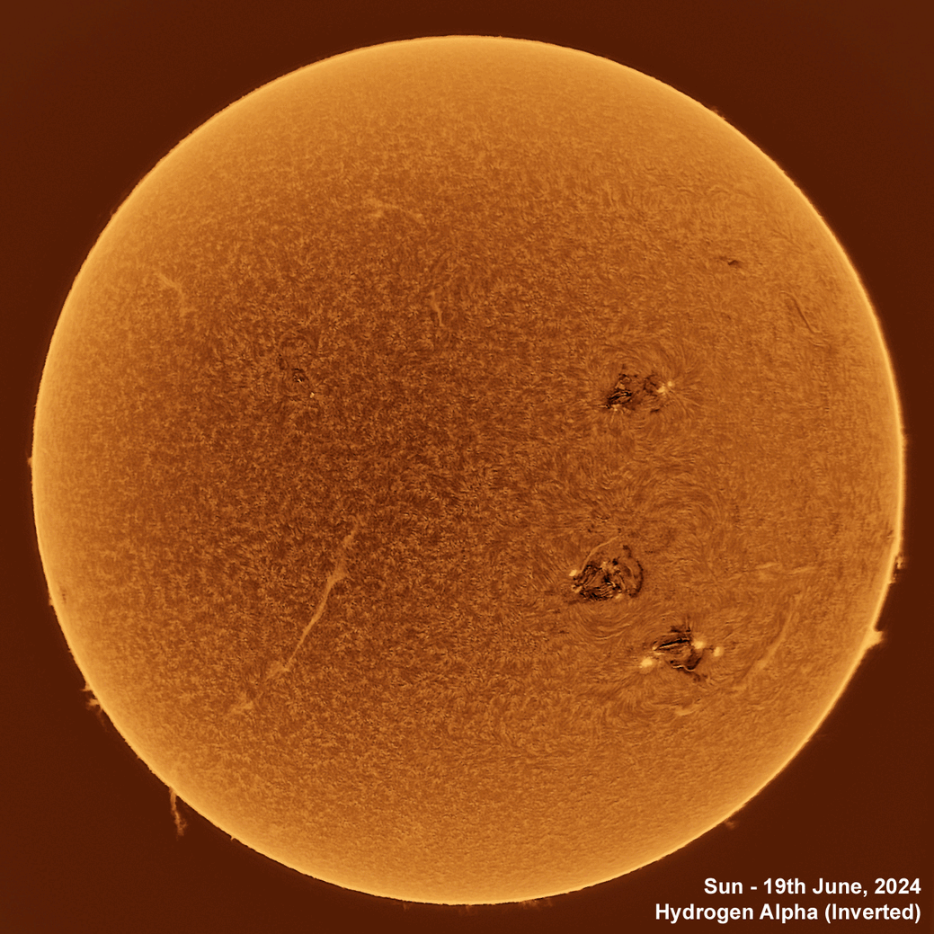 Sun - 19th June 2024 Solar animation - Ha and White Light, 19th June, 2024