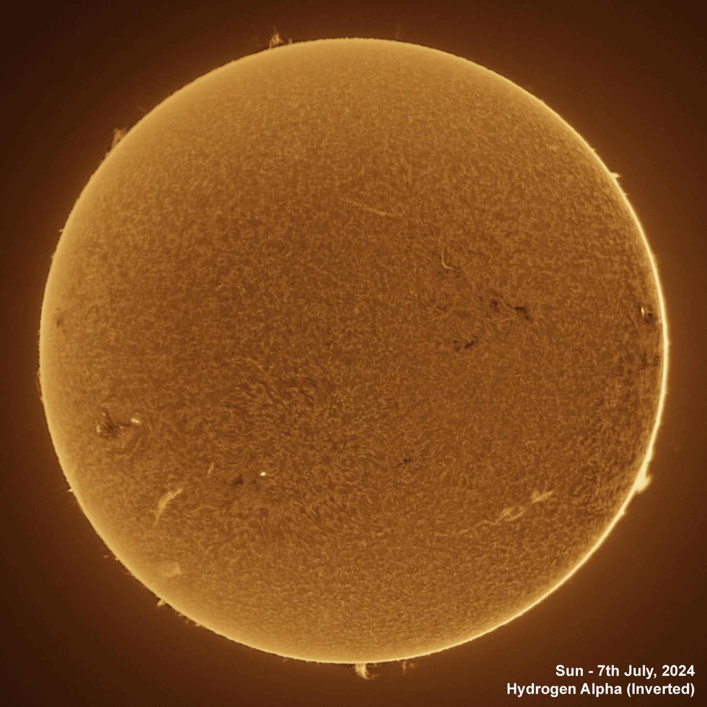 Sun 7th July 2024 Solar animation - Ha and White Light, 7th July, 2024