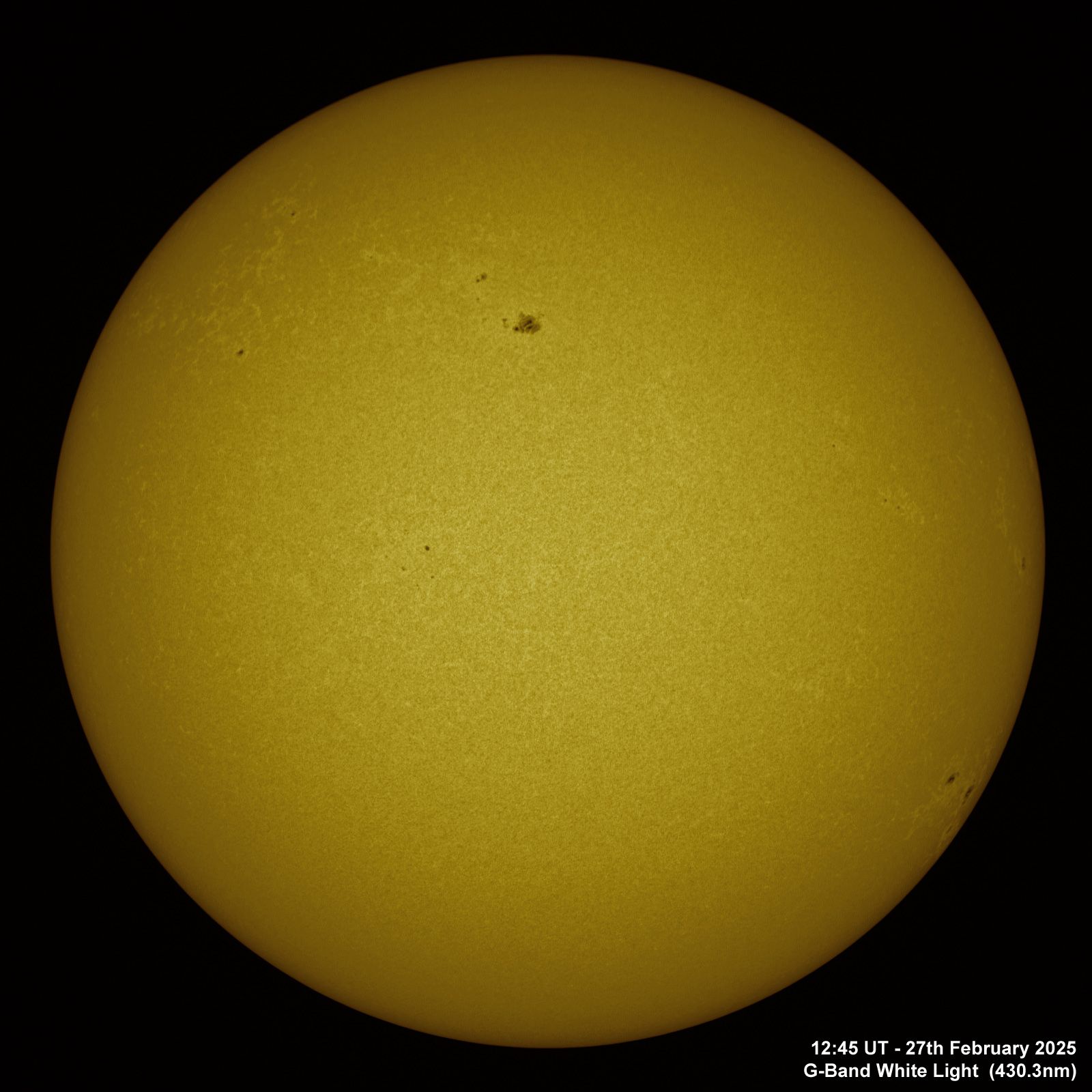 20250227_1245UT_G-Band Colour Solar Activity (G-Band) - 27th February, 2025