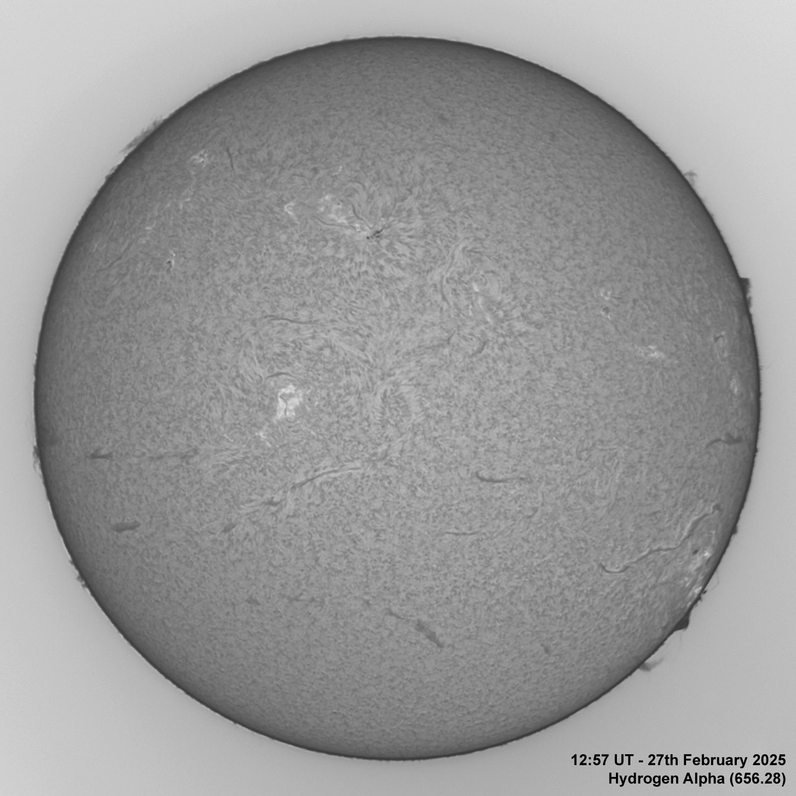 20250227_1257UT_Ha-Normal The Sun in Ha - 27th February, 2025