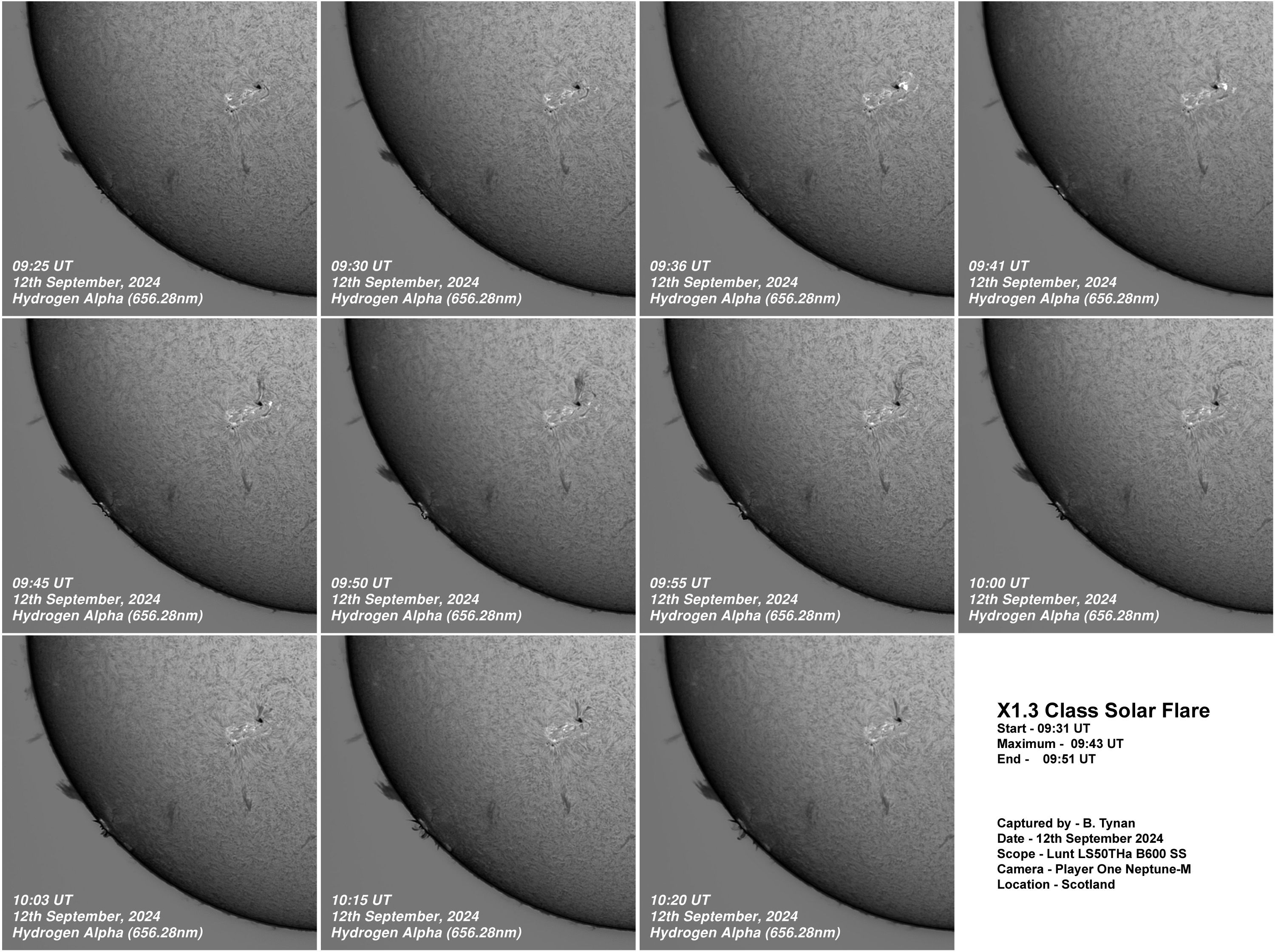 BT_20240912_0931UT_X13 Solar Flare X1.3 Solar Flare @ 09:40 UT - 12th September 2024