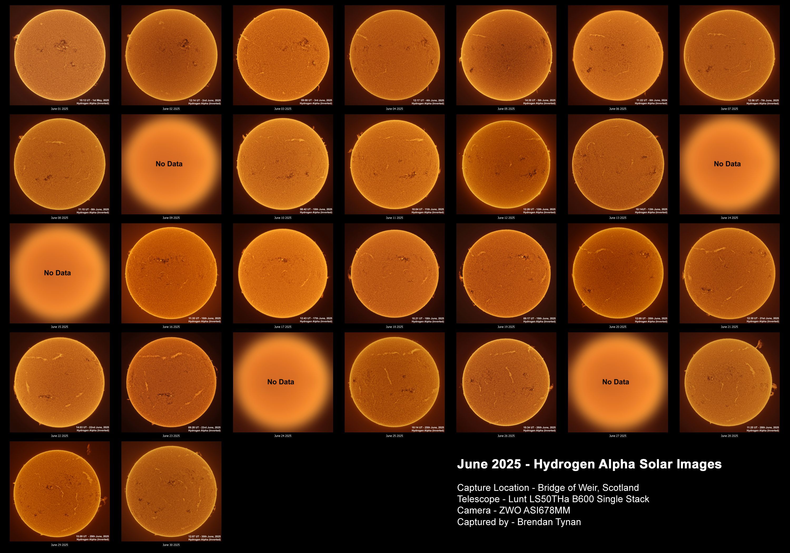 June 2025 Ha Solar Images Solar Images in Ha - June 2025