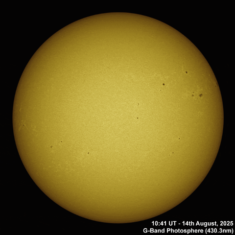 14th August 2025 - Images Sun in G-Band / CaK / Ha - 14th August, 2025